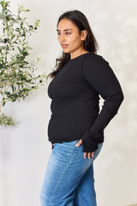 Culture Code Full Size Ribbed Round Neck Long Sleeve Top - Happily Ever Atchison Shop Co.