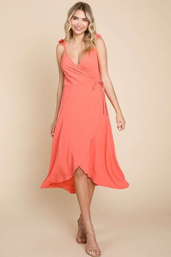 Culture Code Ruffle Detail Surplice Wrap Slip Dress - Happily Ever Atchison Shop Co.