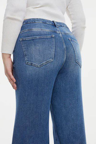 BAYEAS Full Size High Waist Button-Fly Raw Hem Wide Leg Jeans - 1985 the VAULT Boutique