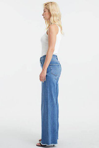 BAYEAS Full Size High Waist Button-Fly Raw Hem Wide Leg Jeans - 1985 the VAULT Boutique