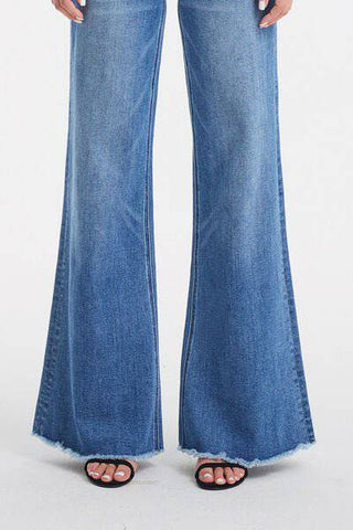 BAYEAS Full Size High Waist Button-Fly Raw Hem Wide Leg Jeans - 1985 the VAULT Boutique