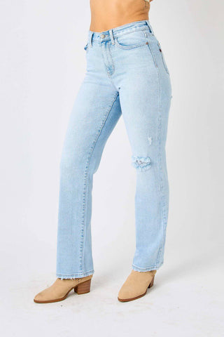 Judy Blue Full Size High Waist Distressed Straight Jeans - 1985 the VAULT Boutique