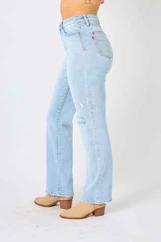 Judy Blue Full Size High Waist Distressed Straight Jeans - 1985 the VAULT Boutique