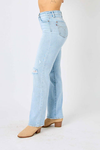 Judy Blue Full Size High Waist Distressed Straight Jeans - 1985 the VAULT Boutique