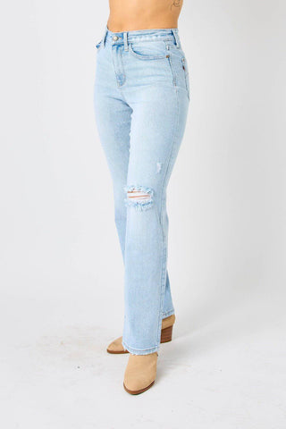 Judy Blue Full Size High Waist Distressed Straight Jeans - 1985 the VAULT Boutique