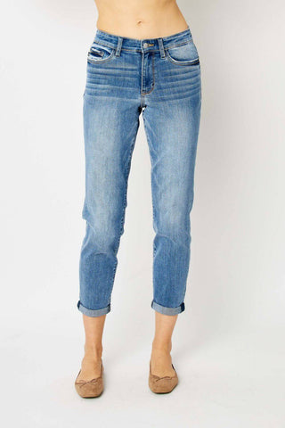 Judy Blue Full Size Cuffed Hem Slim Jeans - 1985 the VAULT Boutique