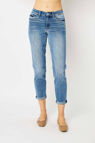 Judy Blue Full Size Cuffed Hem Slim Jeans - 1985 the VAULT Boutique