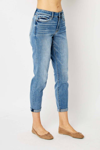 Judy Blue Full Size Cuffed Hem Slim Jeans - 1985 the VAULT Boutique