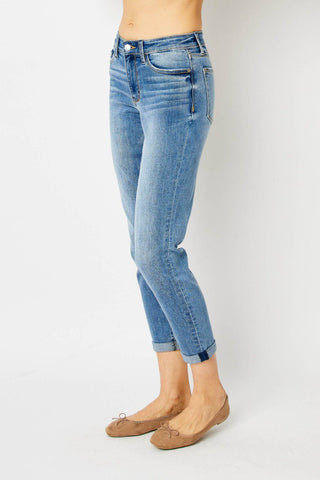 Judy Blue Full Size Cuffed Hem Slim Jeans - 1985 the VAULT Boutique