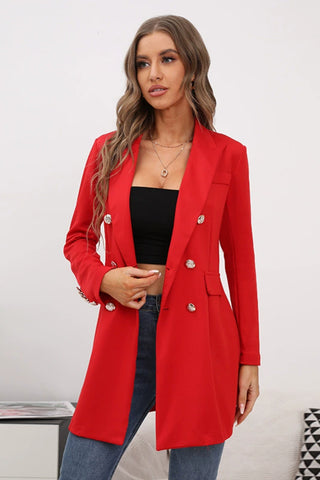 Buttoned Lapel Collar Long Sleeve Blazer - 1985 the VAULT Boutique