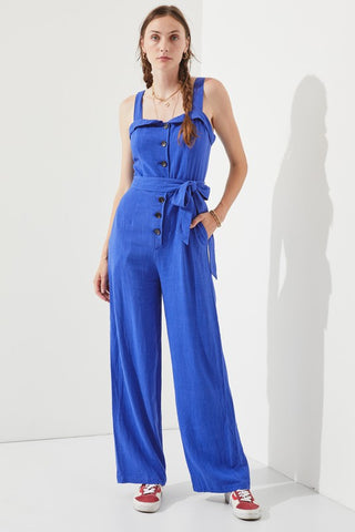 SLEEVELESS ADJUSTABLE STRAP BUTTON DOWN JUMPSUIT - 1985 the VAULT Boutique