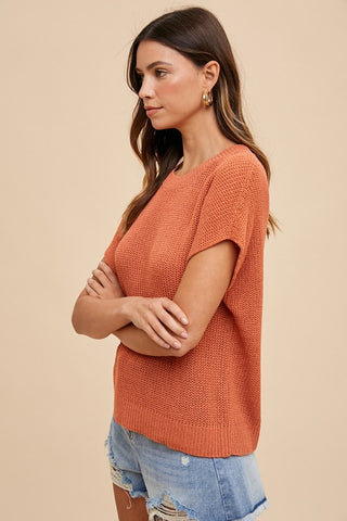 Annie Wear Round Neck Short Sleeve Sweater - 1985 the VAULT Boutique