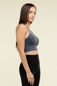 Basic Washed Ribbed Seamless Cropped Cami Top - 1985 the VAULT Boutique