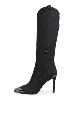 Ridda Metallic Cap Toe Denim Boots - 1985 the VAULT Boutique