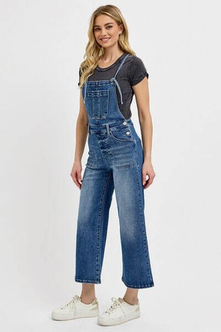 RISEN Full Size Knotted Strap Denim Overalls with Pockets Plus Size - 1985 the VAULT Boutique