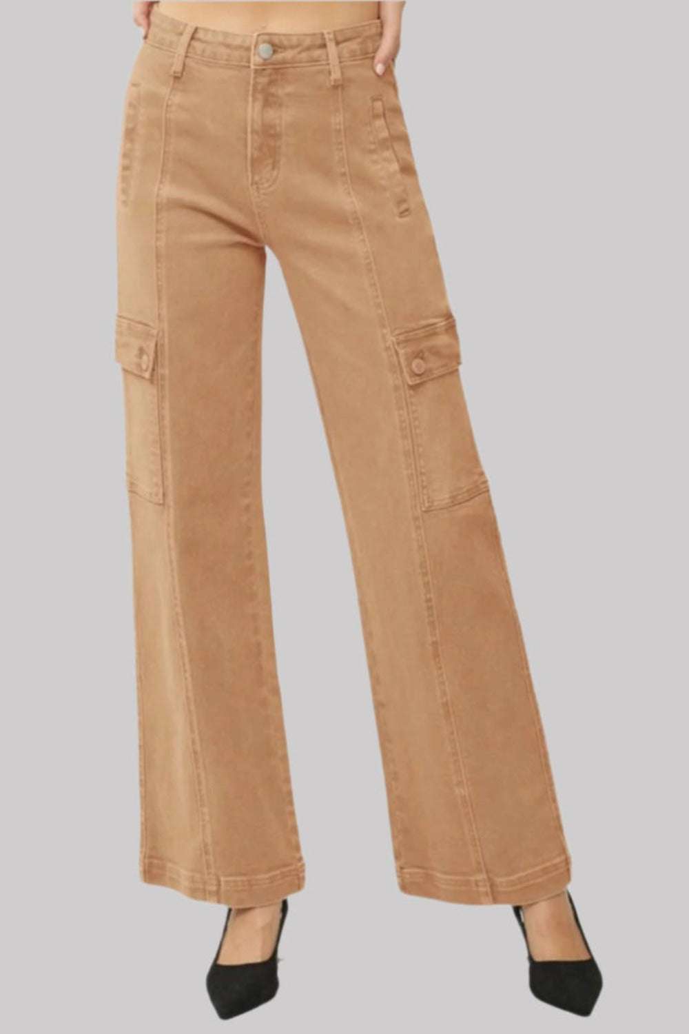 RISEN Full Size High Rise Wide Leg Cargo Jeans - 1985 the VAULT Boutique