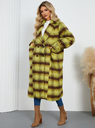 Contrast Double-Breasted Long Sleeve Longline Coat - 1985 the VAULT Boutique