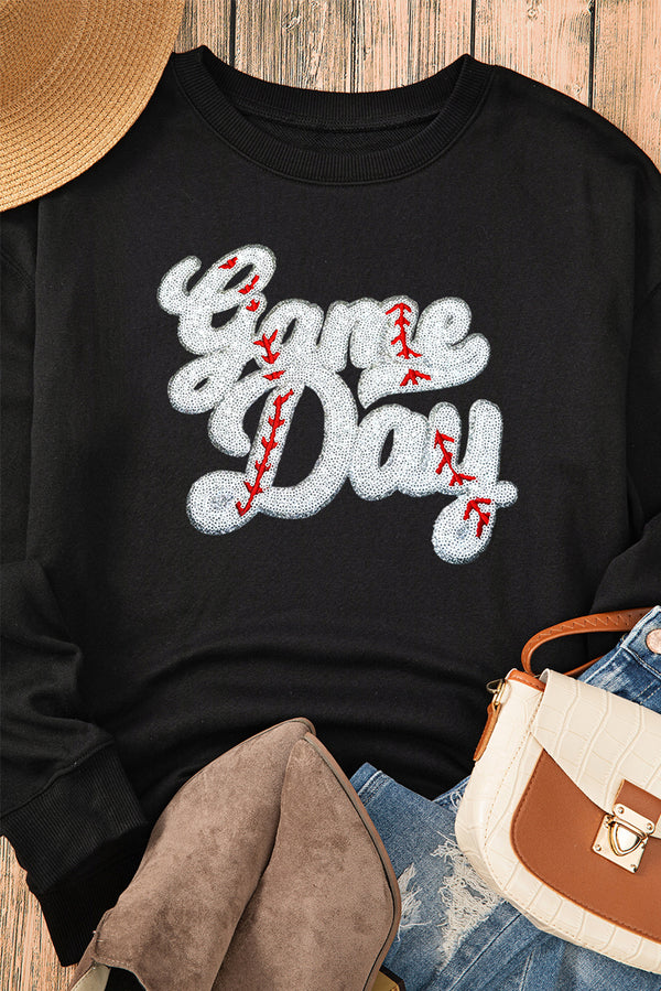 Letter Graphic Round Neck Long Sleeve Sweatshirt - 1985 THE VAULT