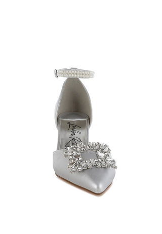 Onkana Diamante Brooch Kitten Heel Sandals - 1985 the VAULT Boutique