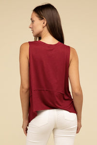 Basic Shark Bite Side Slit Short Sleeveless Top - 1985 the VAULT Boutique