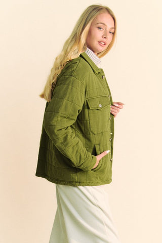 Davi & Dani Quilted Button Down Shacket with Chest Pockets - 1985 the VAULT Boutique