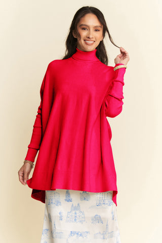 Davi & Dani High-Low Turtleneck Long Sleeve Knit Top - 1985 the VAULT Boutique