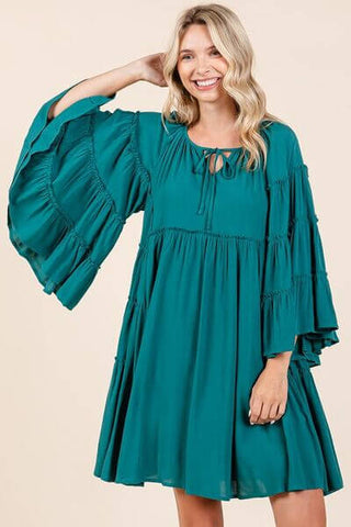 Mittoshop Frill Tie Neck Bell Sleeve Dress - 1985 the VAULT Boutique