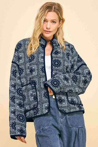 Davi & Dani Vintage Print Open Front Jacket with Pockets - 1985 the VAULT Boutique