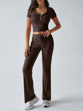 Devine Short Sleeve Top and Drawstring Pants Set - 1985 the VAULT Boutique