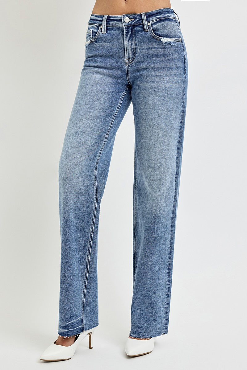 RISEN Full Size High Rise Straight Leg Jeans with Pockets - 1985 the VAULT Boutique