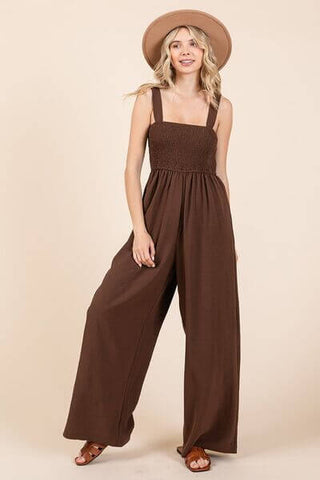 Mittoshop Smocked Wide Strap Wide Leg Overalls - 1985 the VAULT Boutique