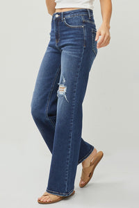 RISEN Full Size High Rise Distressed Wide Leg Jeans - 1985 the VAULT Boutique