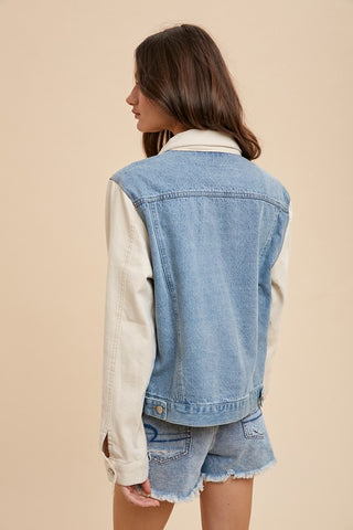 Annie Wear Collared Neck Double Placket Denim Jacket - 1985 the VAULT Boutique