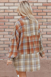 Plaid Snap Down Dropped Shoulder Shacket - 1985 the VAULT Boutique