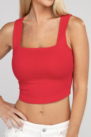 Basic Cotton Square Neck Cropped Cami Top - 1985 the VAULT Boutique