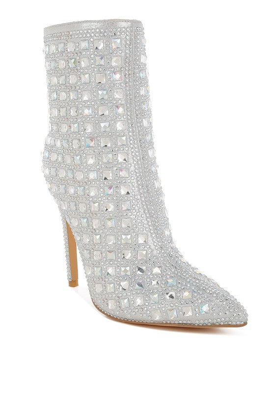 Frostin Pointed Toe Rhinestones Stiletto Boots - 1985 the VAULT Boutique