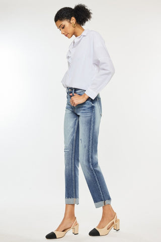 Kancan High Rise Cuffed Straight Jeans - 1985 the VAULT Boutique