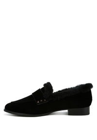 Allie Fur Trim Suede Loafers - 1985 the VAULT Boutique