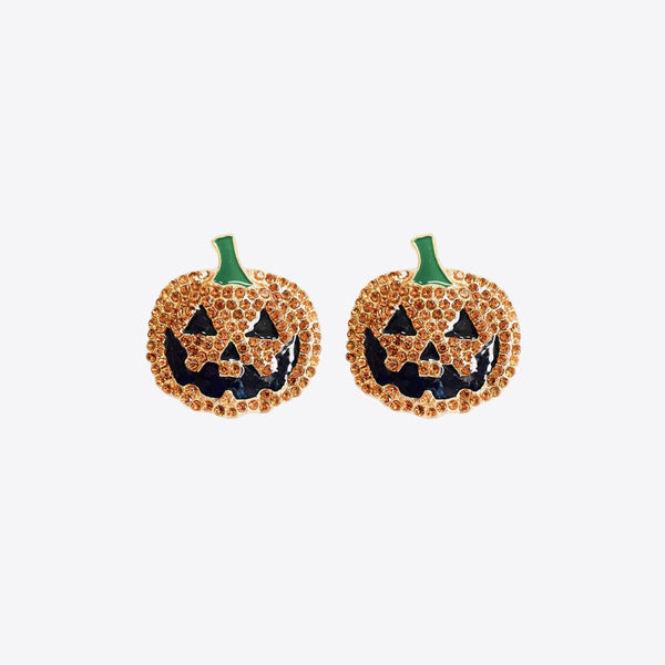 Demon Pumpkin Rhinestone Alloy Earrings - 1985 the VAULT Boutique