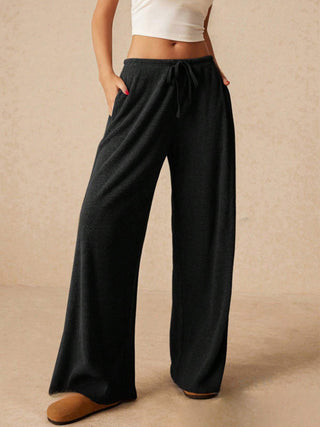 Ribbed Drawstring Wide Leg Pants - 1985 the VAULT Boutique