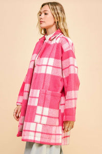 Davi & Dani Plaid Open Front Drop Shoulder Longline Coat - 1985 the VAULT Boutique