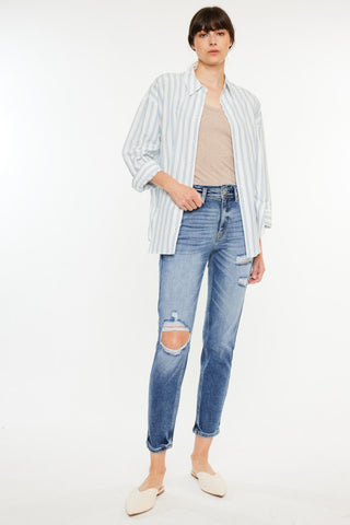 Kancan High Rise Distressed Mom Jeans - 1985 the VAULT Boutique