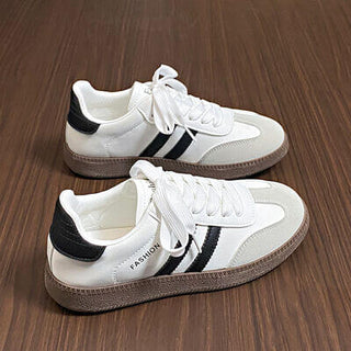 Side Striped Lace Up Round Toe Sneakers - 1985 the VAULT Boutique