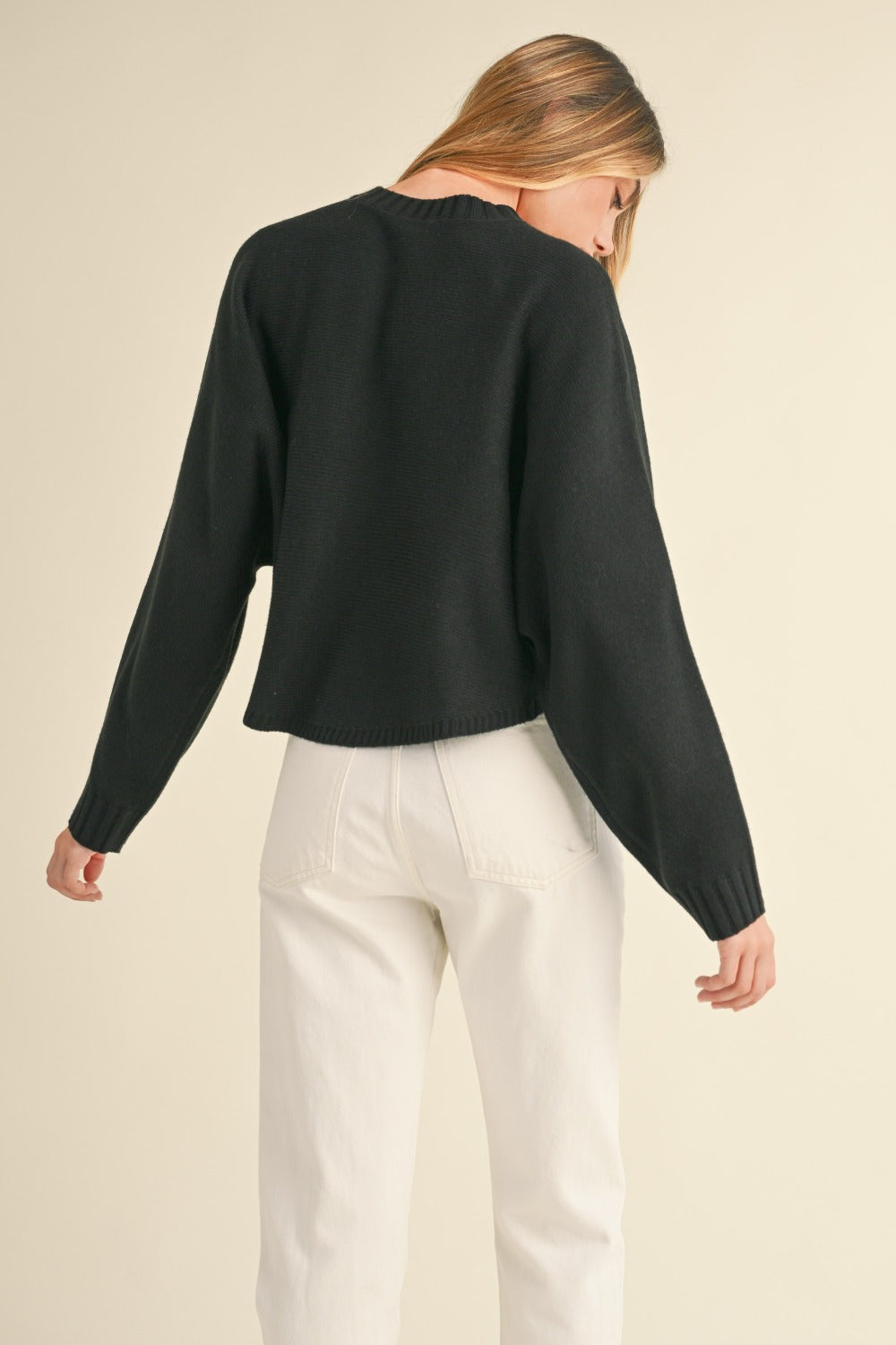 Mable Round Neck Dolman Sleeve Cropped Sweater - 1985 THE VAULT