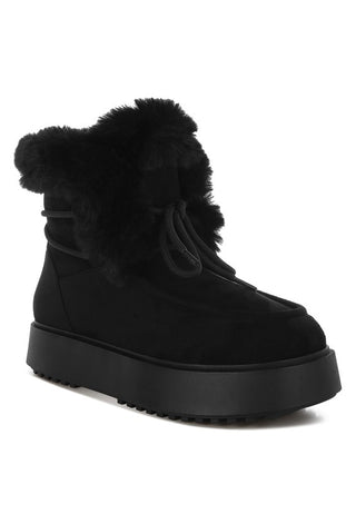 Bunting Faux Fur Collar Flatform Boots - 1985 the VAULT Boutique