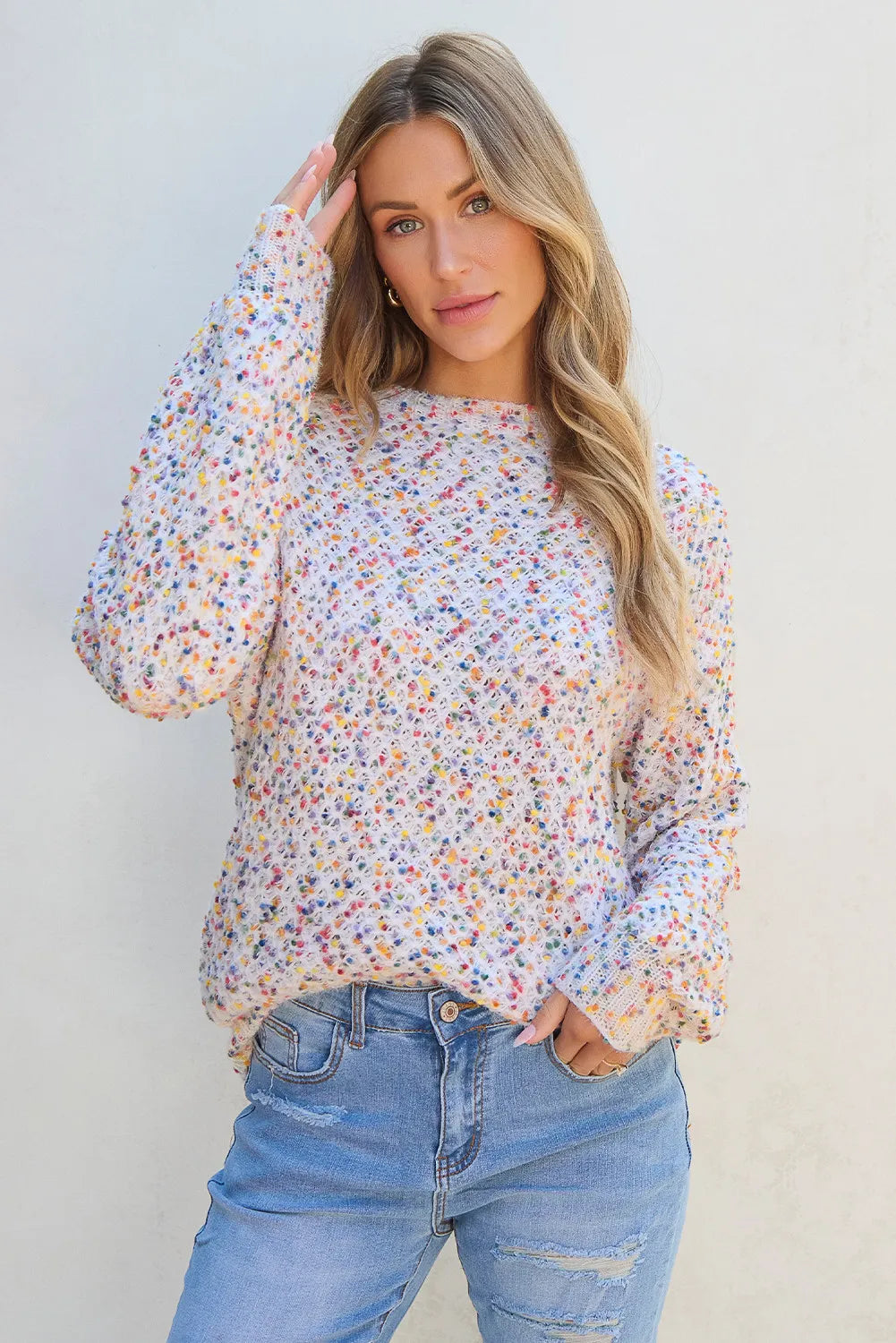 Round Neck Long Sleeve Sweater - 1985 the VAULT Boutique