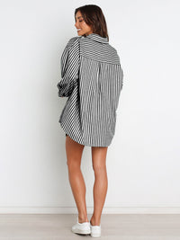 Striped Dropped Shoulder Shirt and Shorts Set - 1985 the VAULT Boutique