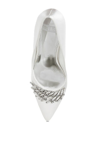 Rhodolia Diamante Brooch Detail Satin Pumps - 1985 the VAULT Boutique