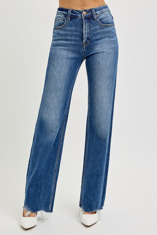 RISEN Tummy Control High Rise Raw Cut Jeans - 1985 the VAULT Boutique