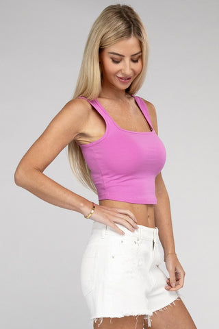 Basic Cotton Square Neck Cropped Cami Top - 1985 the VAULT Boutique